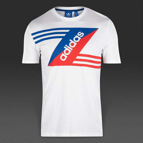 Adidas Originals Linear Logo Tee White / Blue / Red for Men